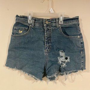 Distressed High-Waisted Denim Shorts